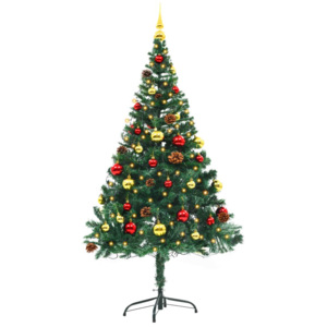 Umelý vianočný stromček s ozdobami a LED diódami 150 cm zelený