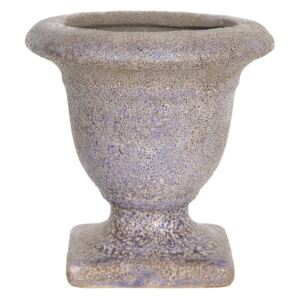 Fialový keramický kvetináč s patinou v antickom štýle Tasse - Ø 12 * 12 cm
