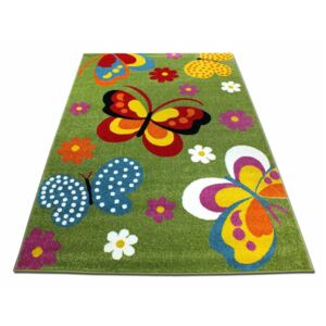 MAXMAX Dětský koberec Barevní motýlci - zelený