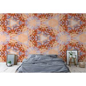 GLIX Fototapeta - Orange Floral Kaleidoscope Design Vliesová tapeta - 254x184 cm