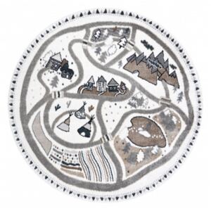 Detský kusový koberec Dedinka krémovo biely kruh, Velikosti 100cm