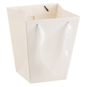 Biely kvetináč v tvare darčekové tašky - 17 * 17 * 20 cm