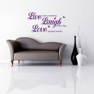 GLIX Live laugh love - samolepka na stenu Fialová 70 x 35 cm