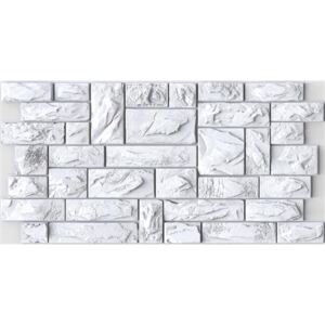 Obkladové 3D PVC panely 58513, rozmer 977 x 493 mm, hrúbka 0,4 mm, rezaný kameň biely, REGUL
