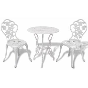 Záhradný bistro set 3 ks liaty hliník Dekorhome Biela