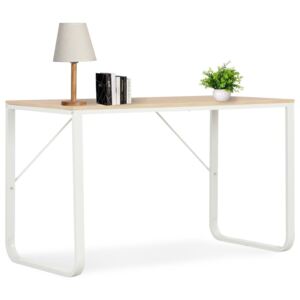Počítačový stôl, biely a dubový 120x60x73 cm
