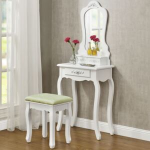 Goleto Originálny vintage toaletný stolček so zrkadlom Sophia | biely