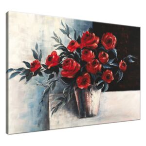 Ručne maľovaný obraz Ruže vo váze 100x70cm RM1614A_1Z