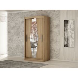 Moderná skriňa so zrkadlami a posuvnými dverami Kamila 120 vo farbe dub sonoma