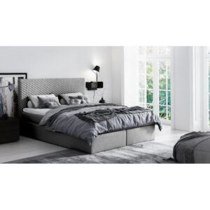 Moderná čalúnená posteľ s úložným priestorom Alessio šedá 180 + topper zdarma