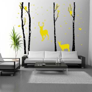 GLIX Brezový háj - nálepka na stenu Čierná a žltá 330x230 cm