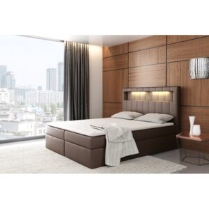 Dizajnová posteľ Elyan s úložným priestorom hnedá eko koža 180 x 200 + topper zdarma