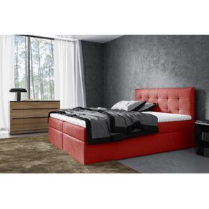 Moderná čalúnená posteľ Riki s úložným priestorom červená 180 x 200 + topper zdarma