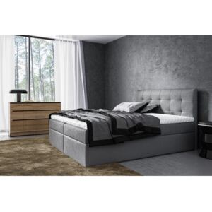 Moderná čalúnená posteľ Riki s úložným priestorom tmavo šedá 200 x 200 + topper zdarma