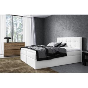 Moderná čalúnená posteľ Riki s úložným priestorom biela 160 x 200 + topper zdarma