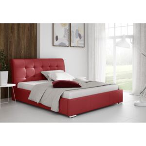 Moderná čalúnená posteľ Evelyn s úložným priestororm červená eko koža 180 x 200