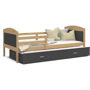 ArtAJ Detská posteľ MATEUSZ P2 drevo / MDF 200 x 90 cm Farba: Borovica / sivá 200 x 90 cm
