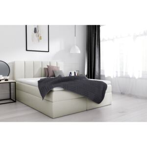 Elegantná manželská posteľ Sven s úložným priestorom krémová eko koža 180 x 200