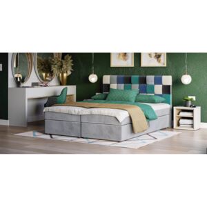 Dizajnová posteľ LAPIS 160x200, šedá s modrou