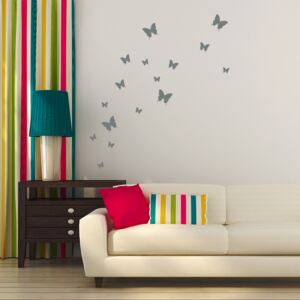GLIX Sada motýľov - nálepky na stenu Šedá 95 x 10 cm