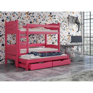 Detská poschodová posteľ 90 cm Celsa (ružová). Akcia -31%. Vlastná spoľahlivá doprava až k Vám domov
