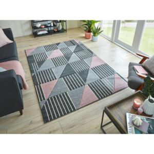 Flair Rugs koberce Kusový koberec Hand Carved Velocity Blush-Pink/Dark-Grey - 160x230 cm