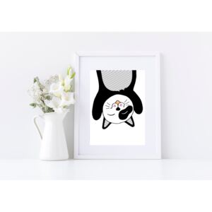 Plagát pre deti - Čiernobiela mačka A3