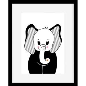 Plagát pre deti - Čiernobiely sloník A3
