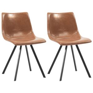 Jedálenské stoličky 2 ks, lesklé hnedé, umelá koža