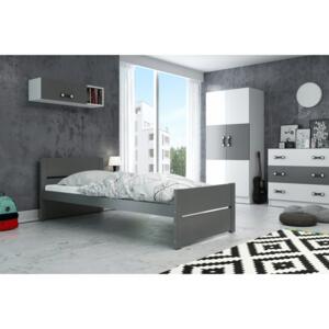 Interbeds Jednolôžková posteľ Bartek pre teenagerov 200x90 s matracom - sivá