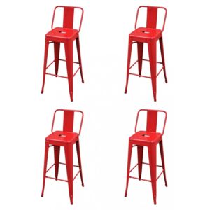 Barové stoličky 4ks oceľ Dekorhome Červená