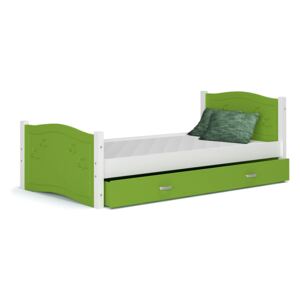 Detská posteľ so zásuvkou DAISY Q - 160x80 cm - zelená s hviezdičkami