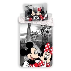 Jerry Fabrics Detské obliečky Mickey and Minnie in New York micro, 140 x 200 cm, 70 x 90 cm