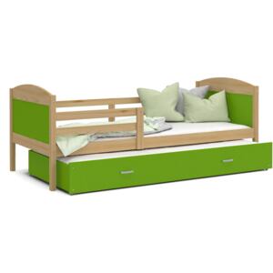 ArtAJ Detská posteľ MATEUSZ P2 drevo / MDF 200 x 90 cm Farba: Borovica / zelená 200 x 90 cm