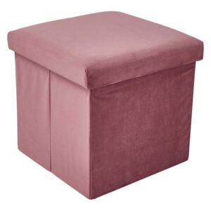 BOXSPRING Skladacia zamatová stolička s úložným priestorom - sv. ružová