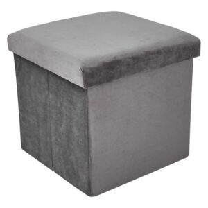 BOXSPRING Skladacia zamatová stolička s úložným priestorom - sv. šedá