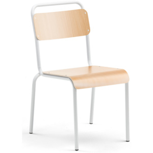 Jedálenská stolička Frisco, biely rám, bukový laminát