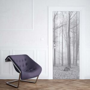 GLIX Fototapeta na dvere - Black And White Misty Forest