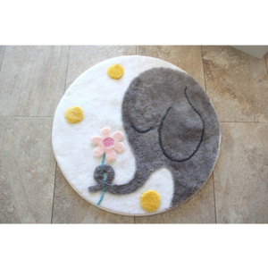 Kúpeľňová predložka s motívom slona Alessia Buyuk Fil Grey, Ø 90 cm