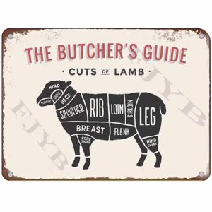 Ceduľa The Butchers Guide - Cuts of Lamb 30cm x 20cm Plechová tabuľa
