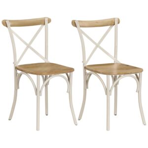 Stoličky s prekríženým operadlom 2 ks, biele, mangový masív