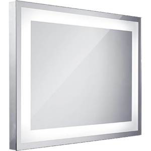 Nimco Zrkadlá - Kúpeľňové podsvietené LED zrkadlo série 6000, 800 mm x 600 mm, hranaté, svietiace po obvode, alumínium ZP 6001