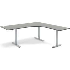 Výškovo nastaviteľný stôl Flexus, rohový, 2000x2000 mm, šedá