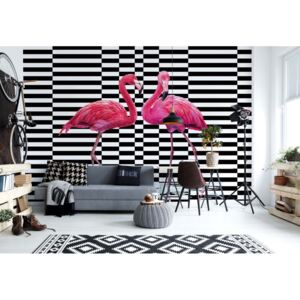 Fototapeta GLIX - Tropical Flamingos + lepidlo ZADARMO Papírová tapeta - 368x280 cm