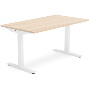 Kancelársky pracovný stôl Modulus, T-rám, 1400x800 mm, dub/biela