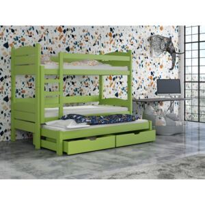 Detská poschodová posteľ 90 cm Celsa (zelená). Akcia -31%. Vlastná spoľahlivá doprava až k Vám domov