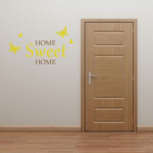 GLIX Domov sladký domov - samolepka na stenu Hnedá a žltá 50 x 30 cm