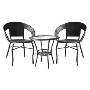 InGarden záhradná zostava BISTRO BIG stôl + 2 stoličky - čierna