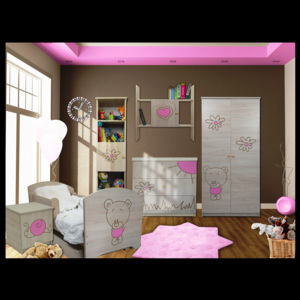 Detské izby gravírované Macík ružový 3ks