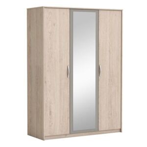 Vešiaková 3-dverová skriňa so zrkadlom GRAPHIC dub arizona / sivá Tempo Kondela